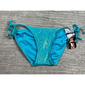 Smart & Sexy Bikini Bottom Womens Medium Blue String Side Tie Metallic SA046 NEW